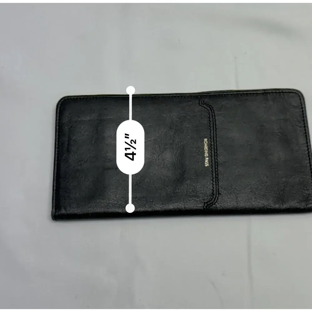 Winn International Lamb Leather Passport Travel Wallet Boarding Pass Black